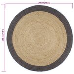 vidaXL Tapis fait à la main Jute avec bord gris foncé 180 cm