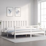 vidaXL Cadre de lit avec tête de lit blanc 200x200 cm bois massif