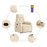 vidaXL Fauteuil inclinable de massage beige tissu microfibre