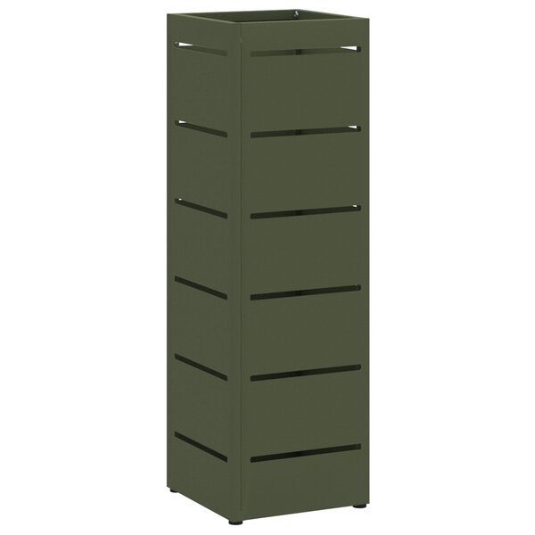 vidaXL Porte-parapluies Vert olive Métal Moyen Porte-parapluies