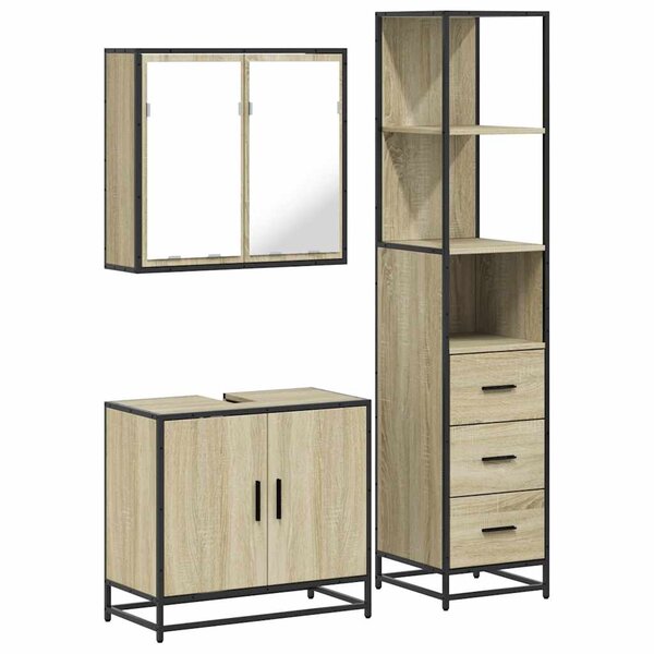 vidaXL Ensemble de meubles de salle de bain 3 Pièces chêne sonoma