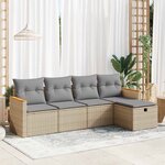 vidaXL Salon de jardin avec coussins 5 Pièces beige résine tressée