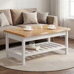 VidaXL Table basse EKAI Blanc 100 x 60 x 45 5 cm Bois de pin massif