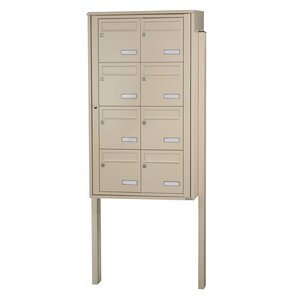 Bloc collectif Leabox  2x4  grade 3  simple face  Extérieur  fixation sur pieds à sceller   Ivoire RAL 1015  finition brillante