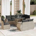 vidaXL Salon de jardin 9 Pièces avec coussins gris clair résine tressée