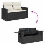 vidaXL Salon de jardin 9 Pièces avec coussins noir résine tressée
