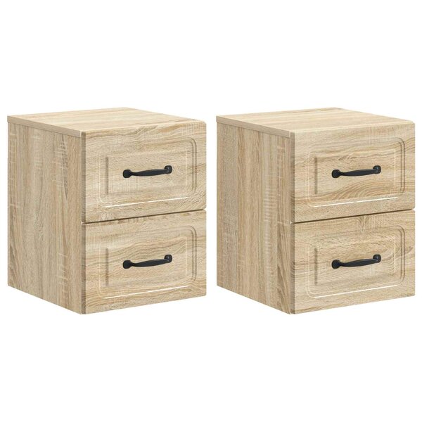 vidaXL Cabinet de chevet mural 2 pc Chêne Sonoma 34 5 x 33 x 40 cm
