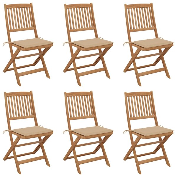 vidaXL Chaises pliables de jardin 6 Pièces avec coussins Bois d'acacia