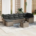 Ensemble de Canapés de Jardin avec Coussins vidaXL Noir Rattan Poly