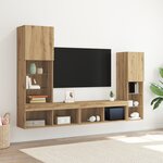 Meuble TV vidaXL avec lumières LED Chêne artisan 40.5x30x102 cm