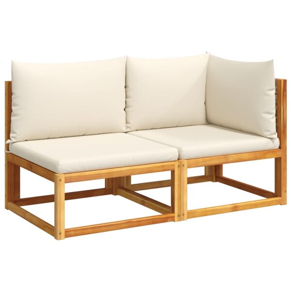 vidaXL Canapé de jardin avec coussins 2 places Bois Acacia et rotin