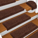 vidaXL Tapis d'escalier 20 pièces 65 x 21 x 4 cm Marron Bord rectangulaire