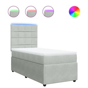 vidaXL Sommier à lattes de lit et matelas Gris clair 90x200 cm Velours