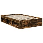 vidaXL Cadre de lit Chêne fumé 120 x 200 cm Bois de pin massif