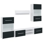 vidaXL Meubles TV 5 Pièces avec lumière LED indigo mat bois d'ingénierie