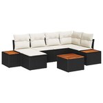 vidaXL Ensemble de canapé de jardin avec coussin 7 Pièces Noir Poly rotin