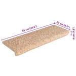 vidaXL Tapis d'escalier 30 pièces 65 x 21 x 4 cm Bordure rectangulaire dorée