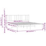 vidaXL Cadre de lit métal sans matelas avec tête de lit noir 200x200cm