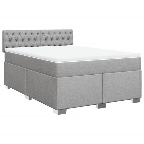vidaXL Sommier à lattes de lit avec matelas Gris clair 160x200cm Tissu
