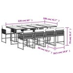 vidaXL Ensemble à manger de jardin 9Pièces coussins noir résine tressée