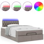 vidaXL Lit ottoman avec matelas et LED Taupe 120x190 cm tissu