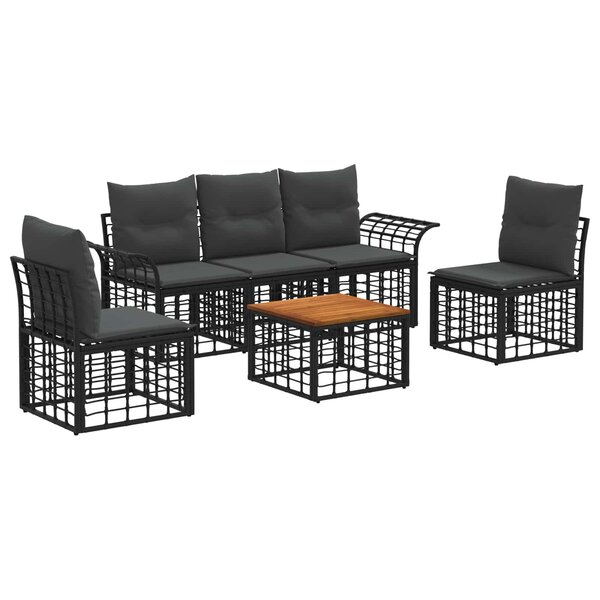 vidaXL Ensemble de canapés d'extérieur 6 Pièces Noir et Gris foncé