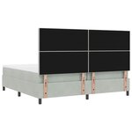Lit avec sommier à ressorts et matelas LED gris clair 200x200 cm en velours