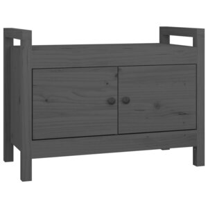 Banc banquette d'entrée 80 x 40 x 60 cm bois de pin massif gris 02_0010871