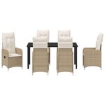 vidaXL Ensemble de salle à manger pour jardin 7 Pièces Beige Poly rotin
