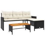 vidaXL Canapé de jardin avec table et coussins en forme de L noir