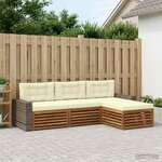 vidaXL Ensemble de canapés d'extérieur 4 pc Naturel et Crème Polyester