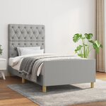 vidaXL Cadre de lit avec tête de lit Gris clair 80x200 cm Tissu