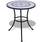 vidaXL Ensemble de bistro 3 Pièces Carreaux céramiques Bleu et blanc