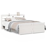 vidaXL Cadre de lit avec tête de lit sans matelas blanc 140x200 cm