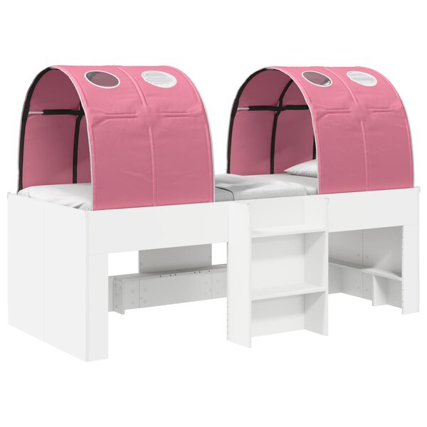 vidaXL Lit avec Tunnel 4 Pièces Blanc et rose Bois d'ingénierie