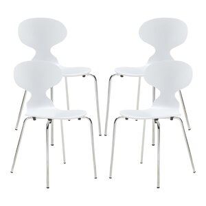 Lot de 4 chaises de salle à manger 80 x 47 x 48 cm moderne design robuste blanc / chrome 03_0009834