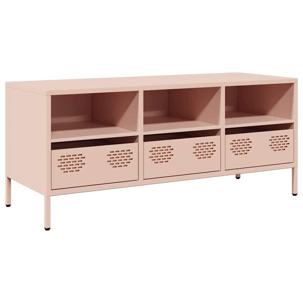 vidaXL Meuble TV rose 101 5x39x43 5 cm acier laminé à froid