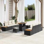vidaXL Ensemble de canapé de jardin avec coussin 9 Pièces Noir et Crème