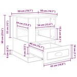 vidaXL Cabinet de chevet avec tiroir chêne artisanal 50 x 50 x 60 cm