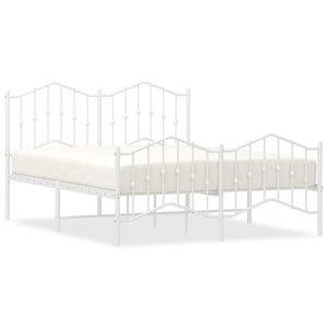 vidaXL Cadre de lit métal sans matelas et pied de lit blanc 140x190 cm