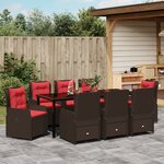 vidaXL Ensemble de Salle à Manger de Jardin 9 Pièces Marron Poly Rattan