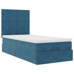 vidaXL Cadre de lit ottoman avec matelas bleu foncé 100x200 cm velours
