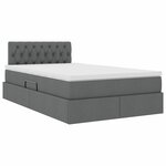 vidaXL Lit de rangement LED avec matelas Gris foncé 120 x 190 cm Tissu
