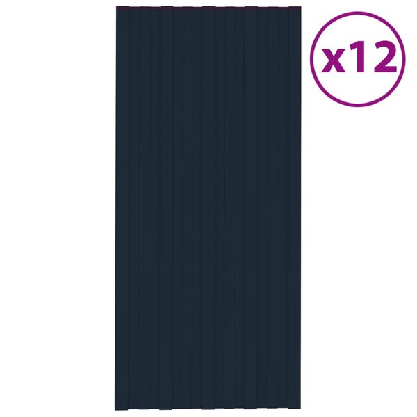 vidaXL Panneaux de toiture 12 Pièces Acier galvanisé Anthracite 100x45 cm