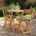 vidaXL Ensemble Bistro Pliable 3 Pièces avec Coussins en Bois Massif Acacia