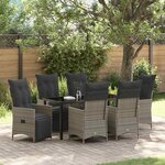 vidaXL Ensemble de salle à manger pour jardin 7 Pièces Gris Poly rotin