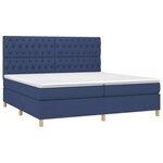 vidaXL Sommier à lattes de lit et matelas et LED Bleu 200x200 cm Tissu