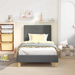 vidaXL Cadre de lit pour enfants avec tête de lit Gris foncé tissu