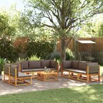 vidaXL Salon de jardin avec coussins 9 Pièces bois massif d'acacia