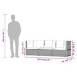 vidaXL Salon de jardin 3 Pièces avec coussins Gris Résine tressée